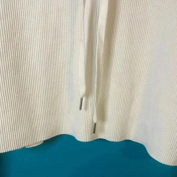 Forever 21 White Waffle Crowl Neck Cropped Hoodie Top - Picture 5 of 8